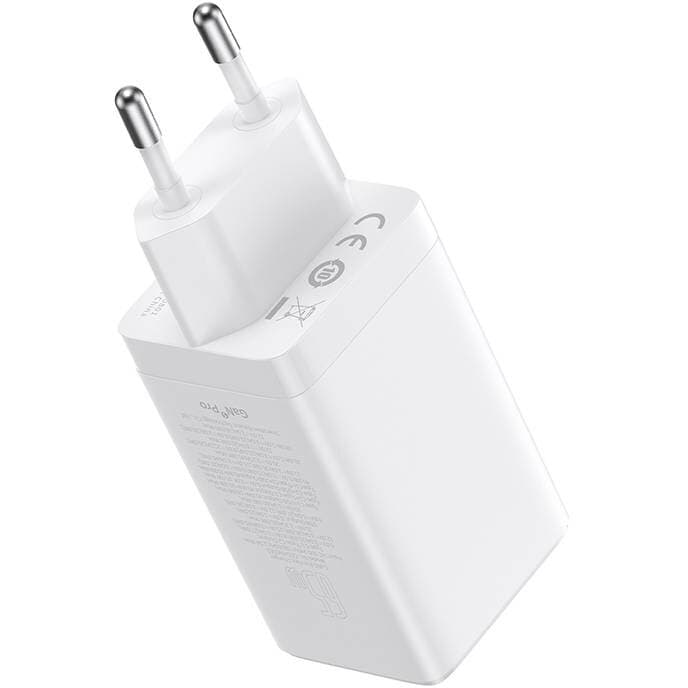 INCARCATOR retea Baseus, GaN5 Pro Fast Charger 65W, 2 x USB Type-C 5V/3A, 1 x USB 5V/3A, cablu fast charging Type-C la Type-C 1m inclus, alb "P10110812227-Z1"-6932172630232 — miniatură