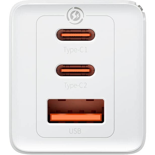 INCARCATOR retea Baseus, GaN5 Pro Fast Charger 65W, 2 x USB Type-C 5V/3A, 1 x USB 5V/3A, cablu fast charging Type-C la Type-C 1m inclus, alb "P10110812227-Z1"-6932172630232 — miniatură