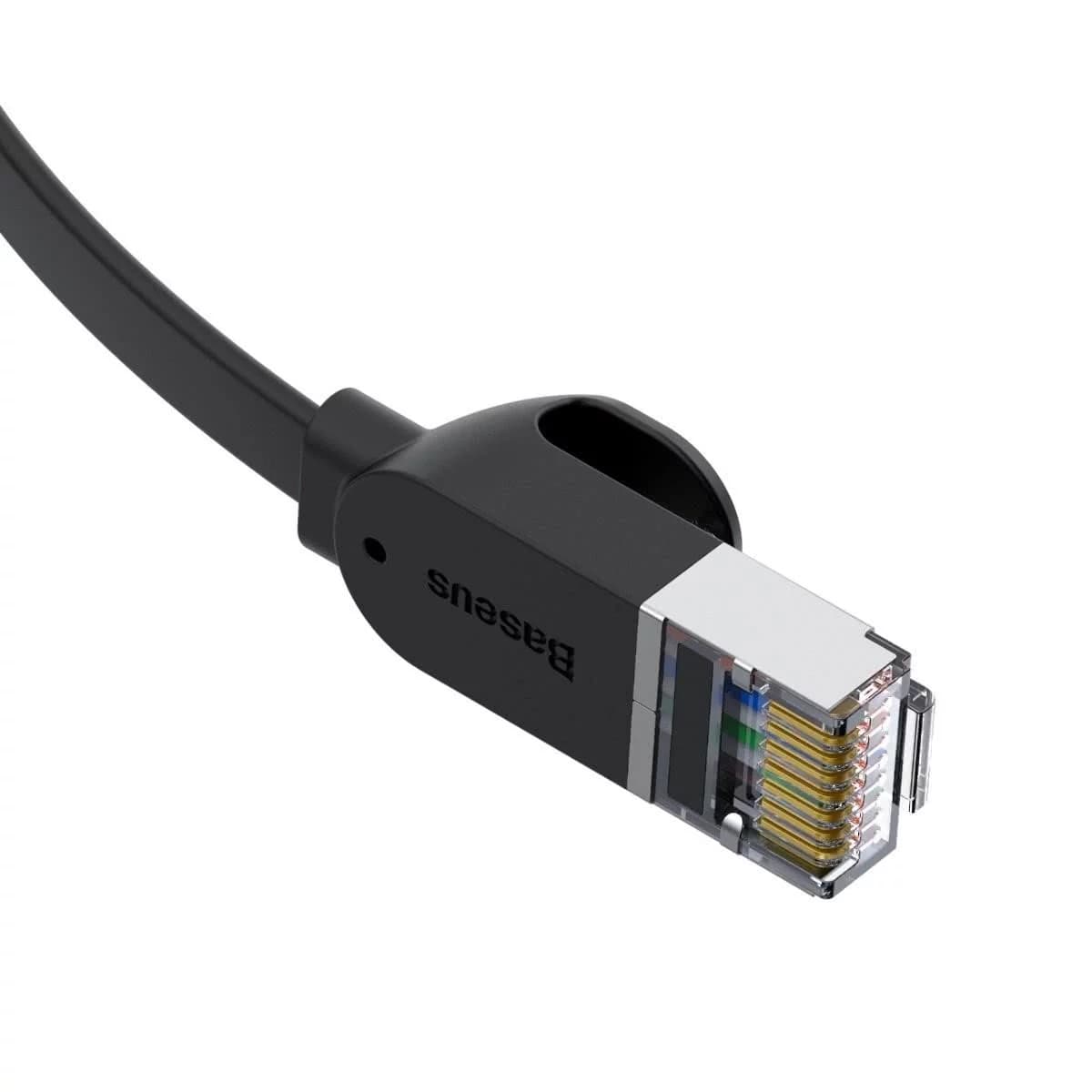 PATCH CORD UTP Baseus Cat6, fire din cupru, flat cable, viteza maxima 1 Gbps, PVC, 8m, negru "PCWL-E01" - 6953156217133 — miniatură