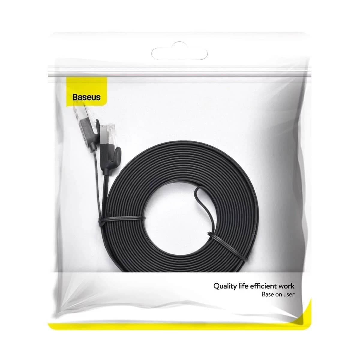 PATCH CORD UTP Baseus Cat6, fire din cupru, flat cable, viteza maxima 1 Gbps, PVC, 8m, negru "PCWL-E01" - 6953156217133 — miniatură