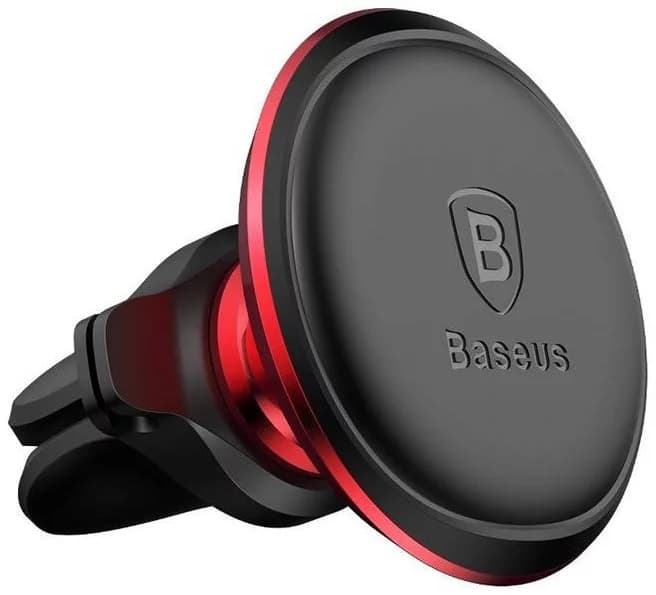 SUPORT AUTO Baseus Magnetic pt. SmartPhone, fixare bord in grila de ventilatie, rotire 360 grade, in partile laterale are 2 prinderi pentru 2 cabluri, rosu "SUGX020009" - 6932172627027 — miniatură