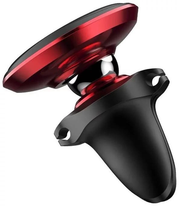 SUPORT AUTO Baseus Magnetic pt. SmartPhone, fixare bord in grila de ventilatie, rotire 360 grade, in partile laterale are 2 prinderi pentru 2 cabluri, rosu "SUGX020009" - 6932172627027 — miniatură