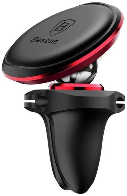 SUPORT AUTO Baseus Magnetic pt. SmartPhone, fixare bord in grila de ventilatie, rotire 360 grade, in partile laterale are 2 prinderi pentru 2 cabluri, rosu "SUGX020009" - 6932172627027 — miniatură