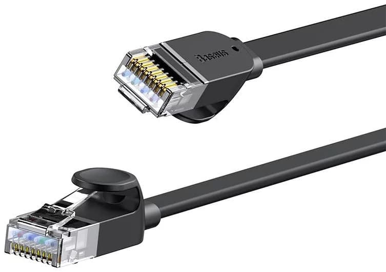 PATCH CORD UTP Baseus Cat6, fire din cupru, flat cable, viteza maxima 1 Gbps, PVC, 10m, negru "WKJS000201" - 6932172611323 — miniatură