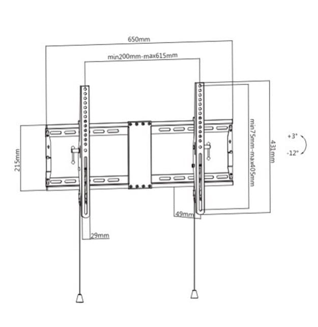 SUPORT de perete GEMBIRD, pt 1 TV/monitor plat, diag. max 37" - 80", inclinatie 3° ~ -12°, max 70 kg, "WM-80T-01" — miniatură