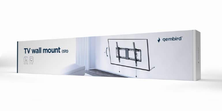 SUPORT de perete GEMBIRD, pt 1 TV/monitor plat, diag. max 37" - 80", inclinatie 3° ~ -12°, max 70 kg, "WM-80T-01" — miniatură