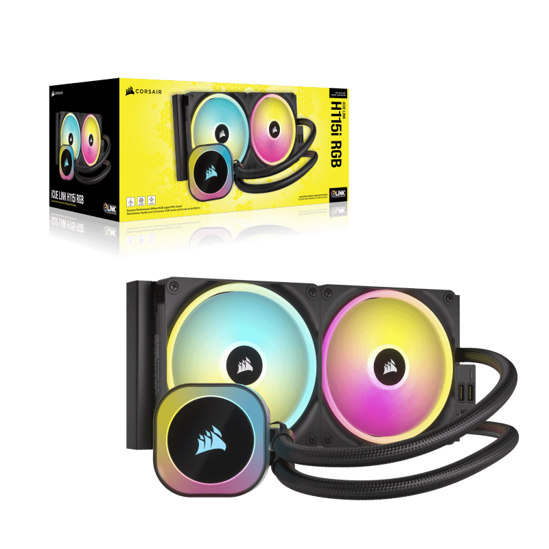 Cooler Corsair "iCUE LINK H115i", skt universal, racire cu lichid, ventilator 120 mm x 2, 2000 rpm, iluminat RGB, "CW-9061002-WW" — miniatură