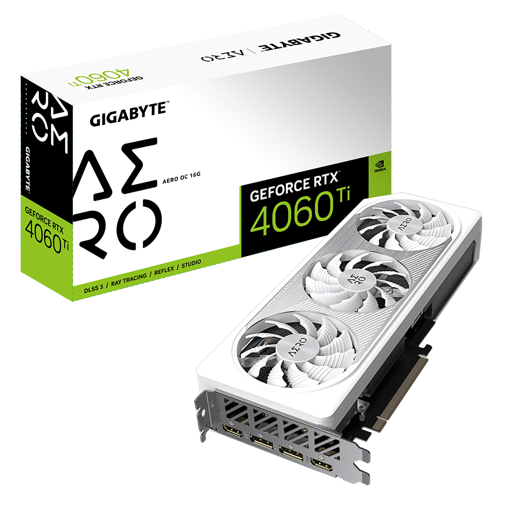 PLACA VIDEO GIGABYTE GeForce RTX 4060 Ti AERO OC 16G "N406TAERO OC-16GD" — miniatură