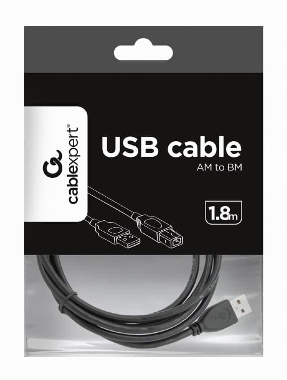 CABLU USB GEMBIRD pt. imprimanta, USB 2.0 (T) la USB 2.0 Type-B (T), 1.8m, conectori auriti, black, "CCP-USB2-AMBM-6" / 45505977 — miniatură