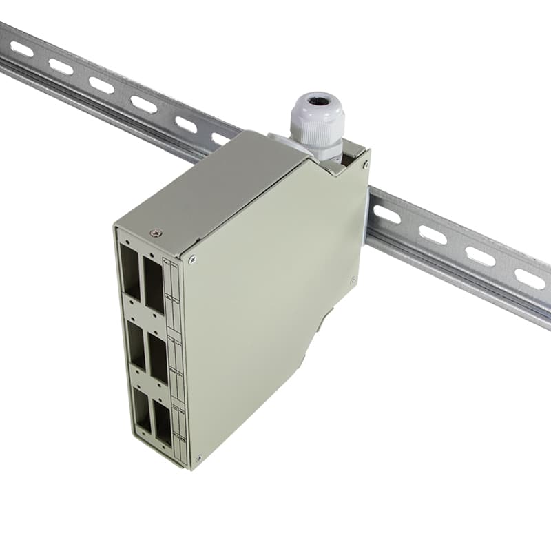 CUTIE DISTRIBUTIE DIN rail fibra optica LOGILINK, pentru cuple LC si SC, otel, gri, "FB5000" — miniatură