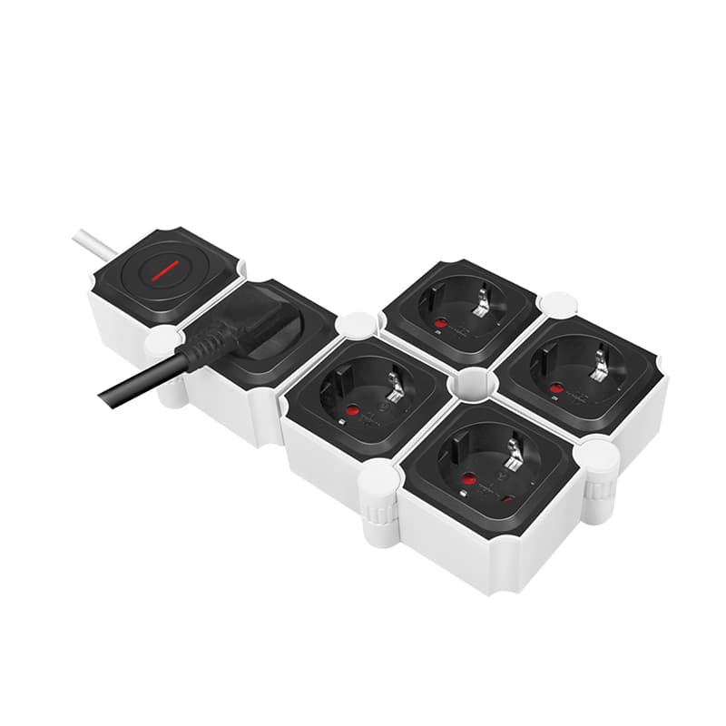 PRELUNGITOR LOGILINK, flexibil 180 grade, Schuko x 5, cablu 3G 1.5mm2, 230 V/16 A, 50 Hz, max. 3600 W, buton intrerupator iluminat, IP20, 1.5m, alb/negru "LPS277" (include TV 0.80lei) — miniatură