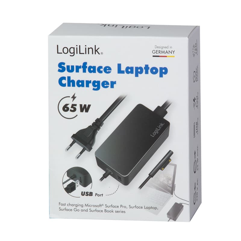 ALIMENTATOR retea 220V LOGILINK, pentru Microsoft Surface, compatibil cu Pro si Laptop/Go/Book, 65W, USB 5V/4A, 1.5m, negru, "PA0309" — miniatură