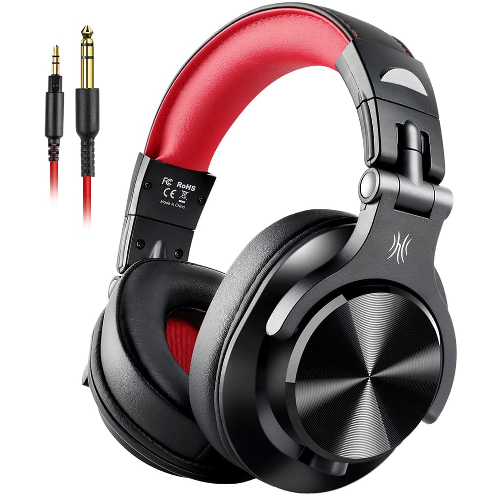 Casca OneOdio cu fir detasabil, tip over ear, utilizare profesionala, DJ, conectare prin Jack 3.5 mm | Jack 6.35 mm, difuzor 40 mm, impedanta 32 Ohm, negru | rosu, "A71-Red"