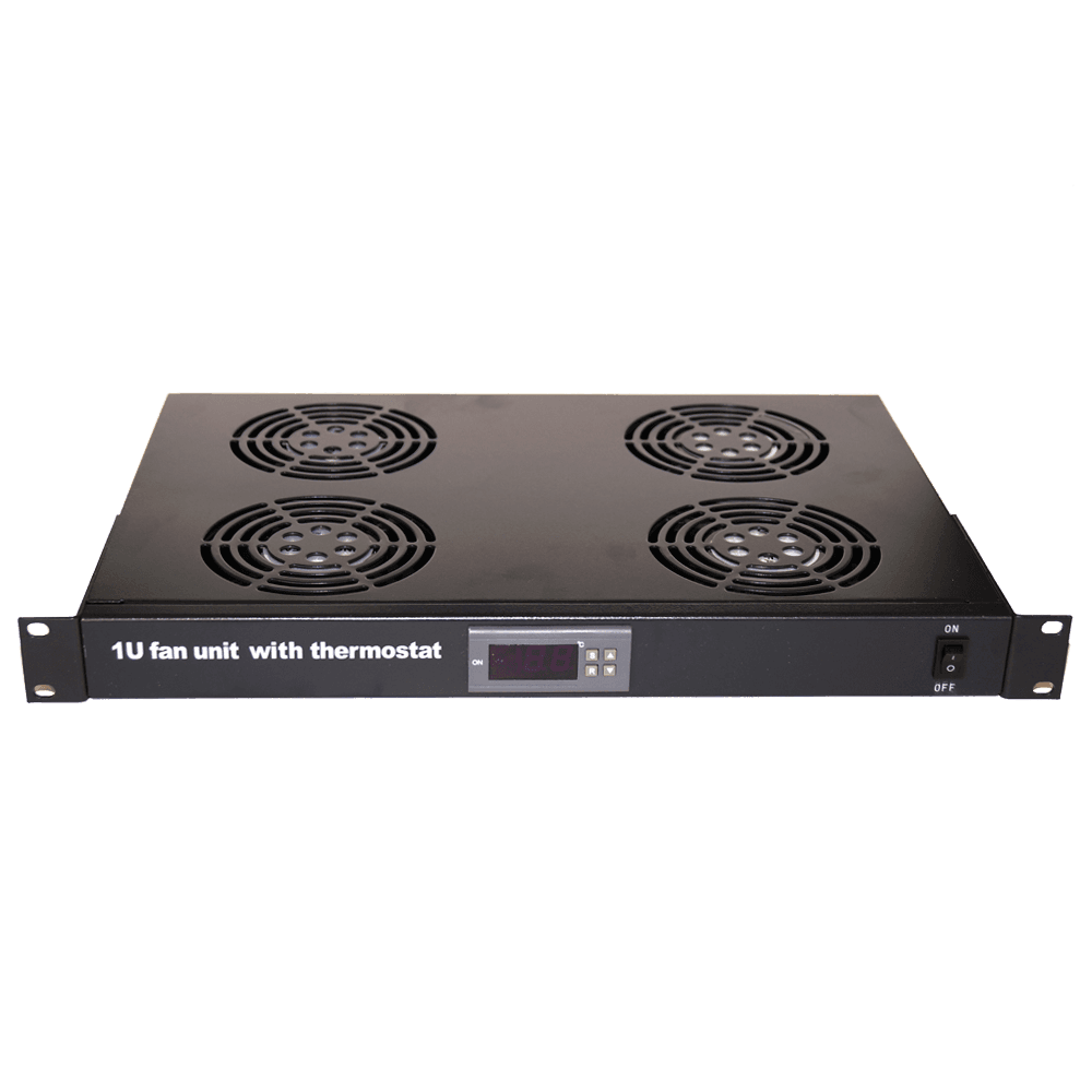 Baterie de patru ventilatoare cu termostat digital, senzor de temperatura si afisaj LCD, Xcab "Xcab-3004"