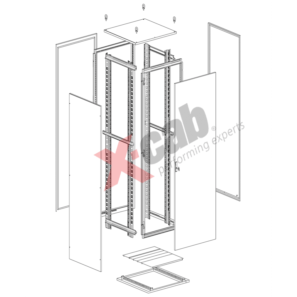 Cabinet metalic de exterior 19", tip rack stand alone, 40U 600x800 mm, IP-55, Xcab "Xcab-BG13980001" — miniatură