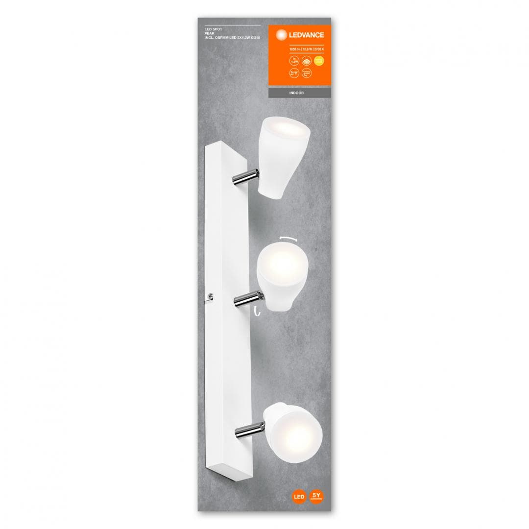 LED SPOT PEAR 430MM3X4.3W827 GU10WTLEDV "000004058075826458"