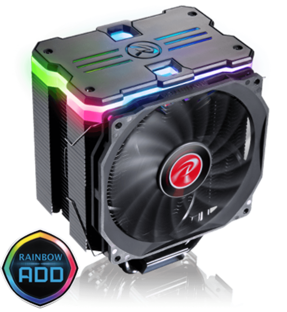 Cooler Raijintek "MYA RBW", skt. universal, racire cu aer, ventilator 120 mm, 1400 rpm, inaltime cooler 163mm, 6 heatpipe, iluminat RGB "0R10B00094" — miniatură