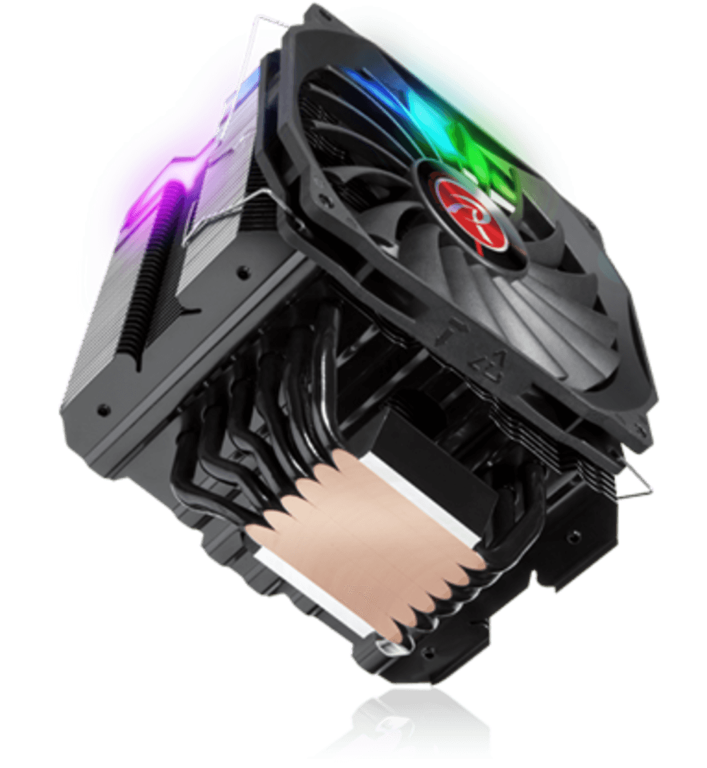 Cooler Raijintek "MYA RBW", skt. universal, racire cu aer, ventilator 120 mm, 1400 rpm, inaltime cooler 163mm, 6 heatpipe, iluminat RGB "0R10B00094" — miniatură
