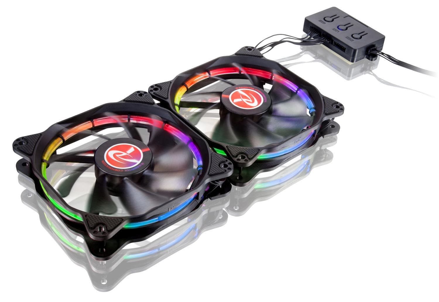SET 2 ventilatoare Raijintek, 140 mm 1000 rpm, LED RGB, conector 4 pin, "0R400051" — miniatură