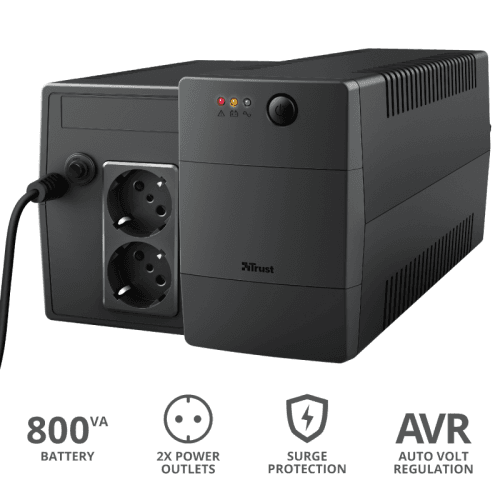 UPS Trust Paxxon 800VA UPS with 2 standard wall power outlets "23503"