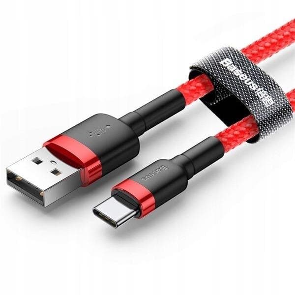 CABLU alimentare si date Baseus Cafule, Fast Charging Data Cable pt. smartphone, USB la USB Type-C 2A, 2m, rosu "CATKLF-C09" - 6953156278226