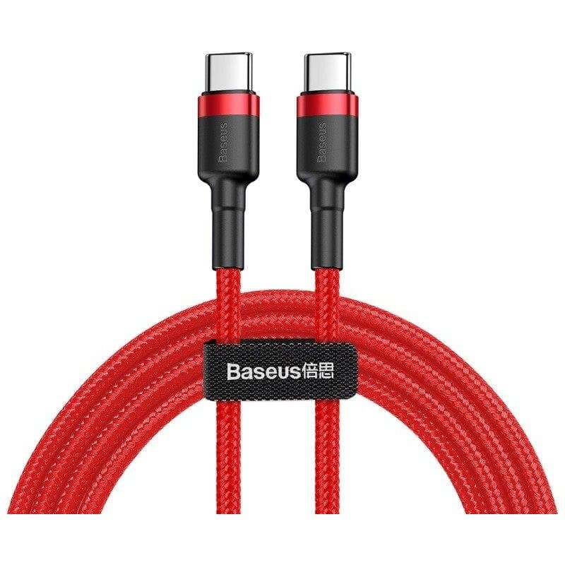 CABLU alimentare si date Baseus Cafule, Fast Charging Data Cable pt. smartphone, USB Type-C la USB Type-C 3A / 60W, 1m, rosu "CATKLF-G09" - 6953156285194
