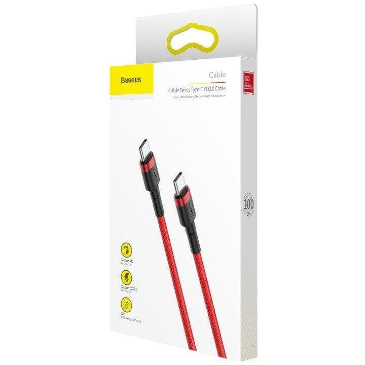 CABLU alimentare si date Baseus Cafule, Fast Charging Data Cable pt. smartphone, USB Type-C la USB Type-C 3A / 60W, 1m, rosu "CATKLF-G09" - 6953156285194 — miniatură