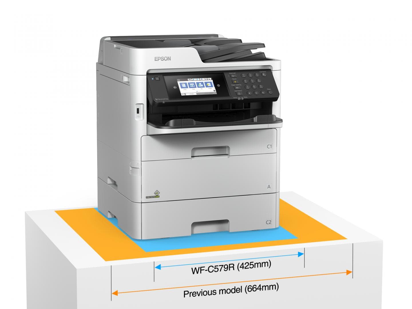 Multifunctional Inkjet Color EPSON WF-C579RDWF A4 Functii:Impr|Scan|Cop|Fax Vit Print Mono: Vit Print color:24ppm Conectiv:USB|Retea|WiFi Duplex:Da ADF:ADF, "C11CG77401" — miniatură