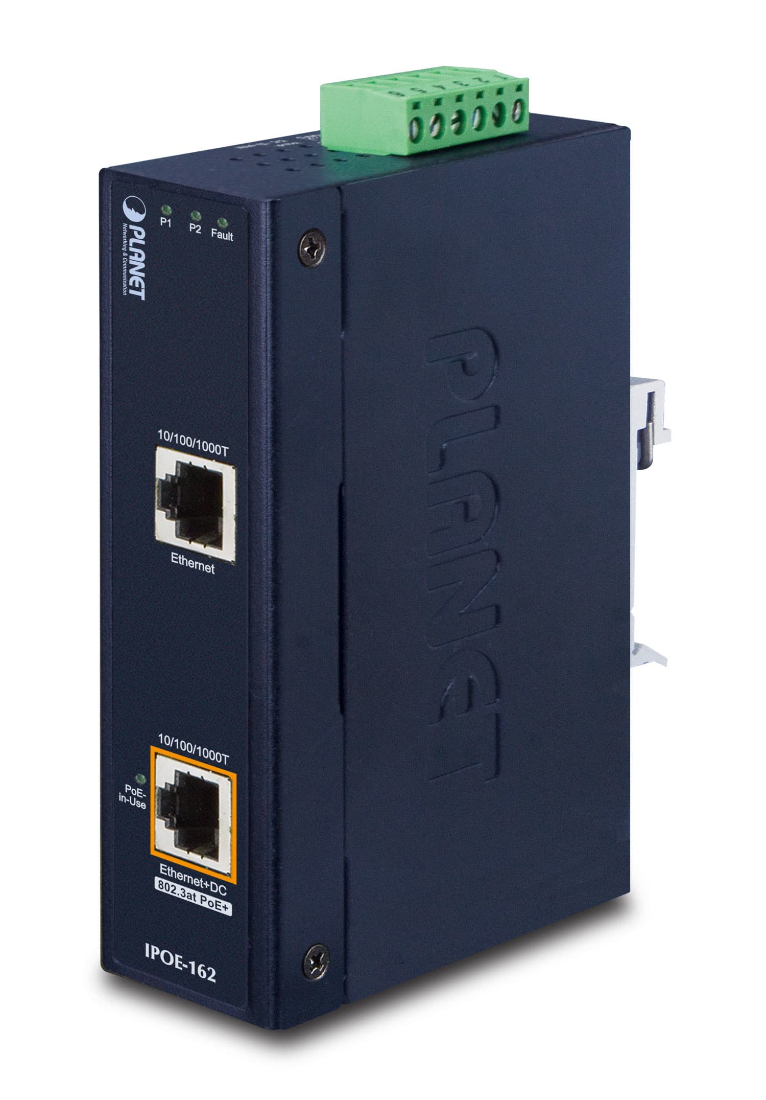 SWITCH Planet IP30, Industrial 802.3at (30W) High Power PoE Injector (-40 to 75 C) "IPOE-162"