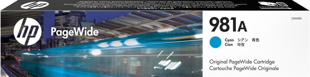 Cartus Cerneala Original HP Cyan, nr.981A, pentru PageWide 556dn|556xh|E55650dn|MFP 586z|586dn|586f|E58650z|E58650dn, 6k, incl.TV 1.2incl.TV "J3M68A"