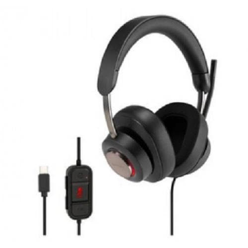 CASTI Kensington, cu fir, standard, utilizare multimedia, call center, microfon pe casca, noise-canceling, conectare prin USB-C, "H2000", negru, "K83451WW"