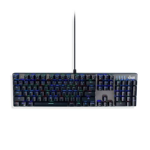 MediaRange Gaming Series Corded mechanical gaming-keyboard with 104 keys and 14 color modes, QWERTY (UK), black/silver "MRGS101-UK"