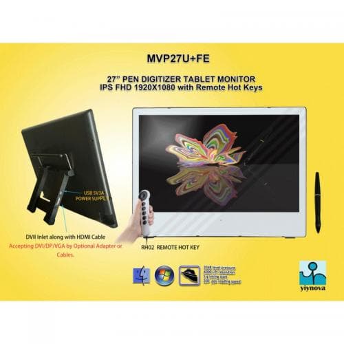 MONITOR Yiynova - signage interactiv 27", LED, Full HD, Format 16:9 "MVP27U+FE"