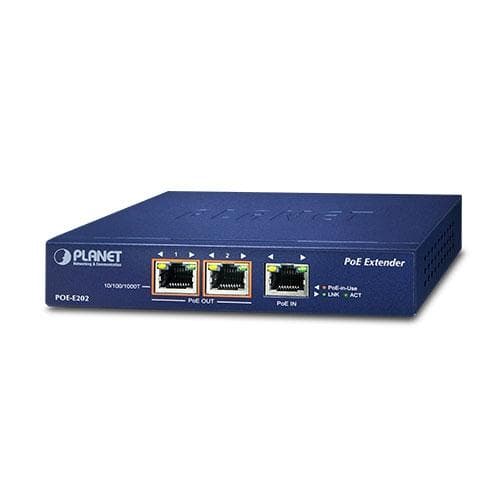 RANGE EXTENDER Planet 1-Port 802.3at PoE+ to 2-Port 802.3af/at Gigabit PoE Extender "POE-E202"