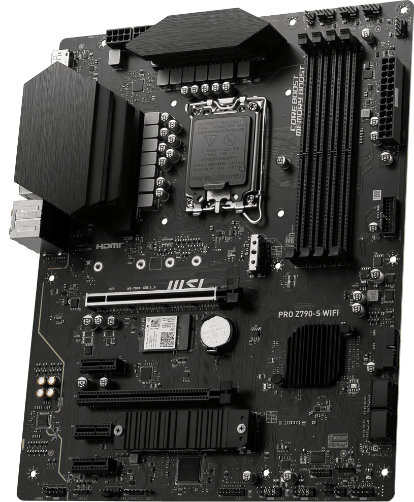 MSI PRO Z790-S WIFI , LGA 1700, INTEL Z790, 4xDDR5, Dual Channel DDR4 up to 7200+(OC)MHz, 3.0x16 slot, 4xM.2 slots, 1xUSB 3.2 Gen 2 (Type-C), 2xUSB 3.2 Gen 1,4xUSB 2.0,1xHDMI,ATX,3y "PRO_Z790-S_WIFI" — miniatură