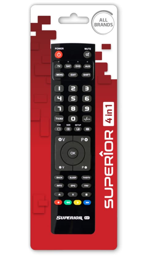 TELECOMANDA UNIVERSALA Superior, 4 in 1, programabila simultan pt. TV, DVD, satelit,AUX, conect PC wireless cu dongle (nu este inclus), baterii 2xAAA (neincluse) "SUPTPB009"