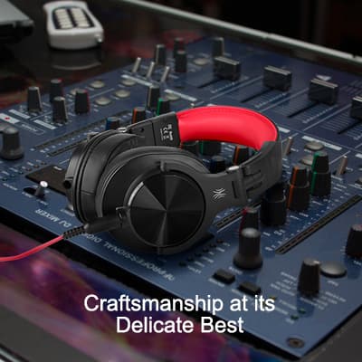 Casca OneOdio cu fir detasabil, tip over ear, utilizare profesionala, DJ, conectare prin Jack 3.5 mm | Jack 6.35 mm, difuzor 40 mm, impedanta 32 Ohm, negru | rosu, "A71-Red" — miniatură