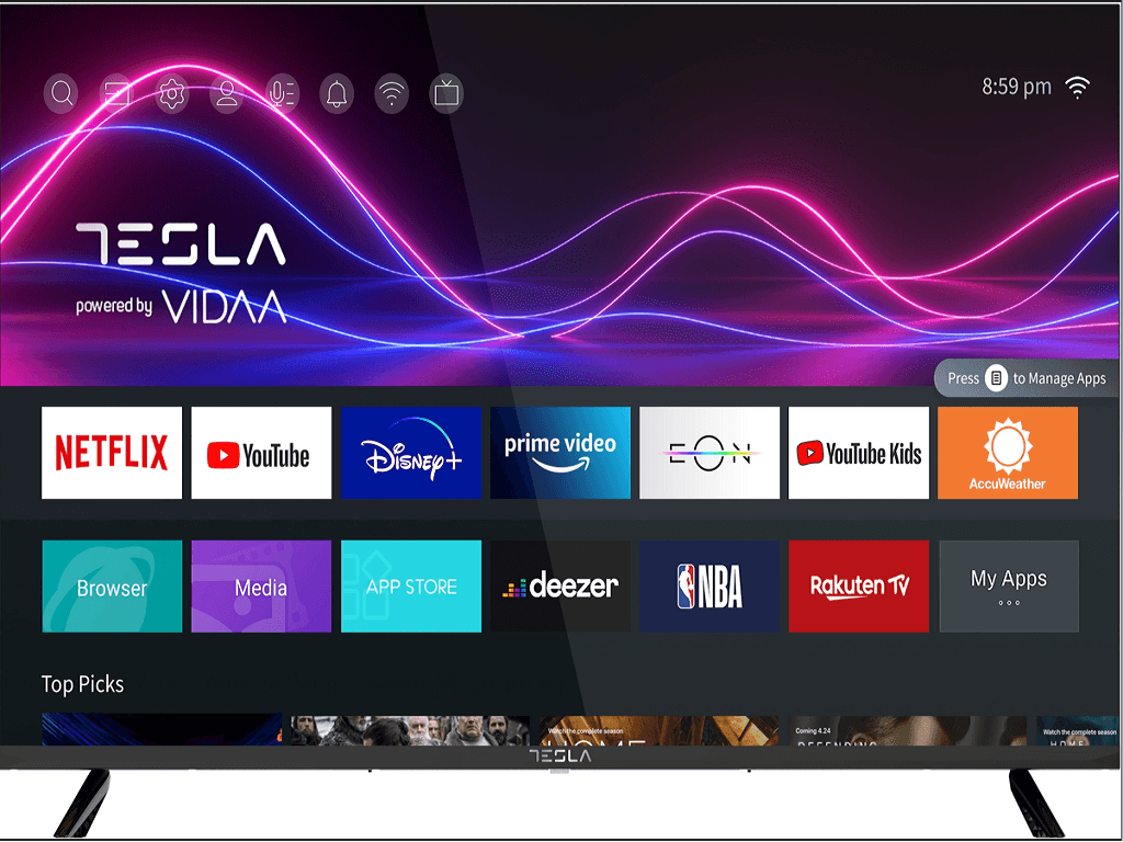 TELEVIZOAR Tesla 43M325BFS, VIDAA OS, 109cm, FHD, blackDVB-T2/C/S2, 310 cd/m2, CI+, VESA 200x200mm "43M325BFS" — miniatură