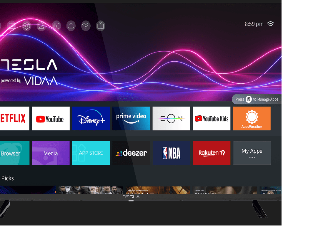 TELEVIZOAR Tesla 43M325BFS, VIDAA OS, 109cm, FHD, blackDVB-T2/C/S2, 310 cd/m2, CI+, VESA 200x200mm "43M325BFS" — miniatură