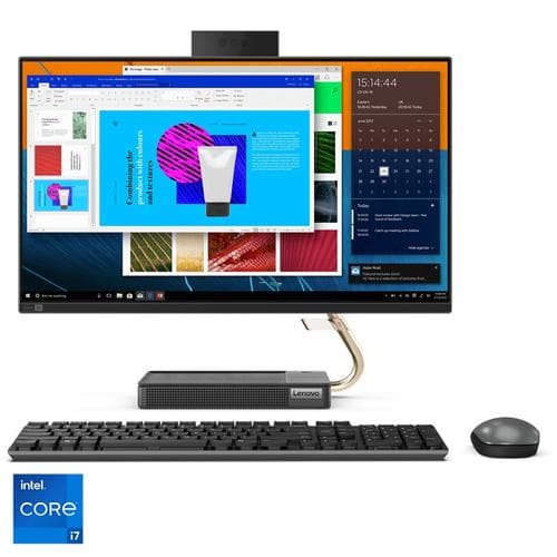DESKTOP LENOVO, "IdeaCentre 5" All-in-one, 23.8 inch, CPU i7-11700T, Intel UHD Graphics 750, memorie 16 GB, SSD 1 TB, tastatura si mouse, FreeDos, "F0G30072RI"