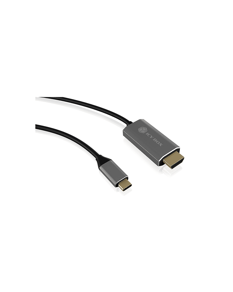 CABLU video Icy Box USB Type-C la HDMI, 1.8m, 4K la 60Hz, aluminiu, argintiu, "IB-CB020-C" — miniatură