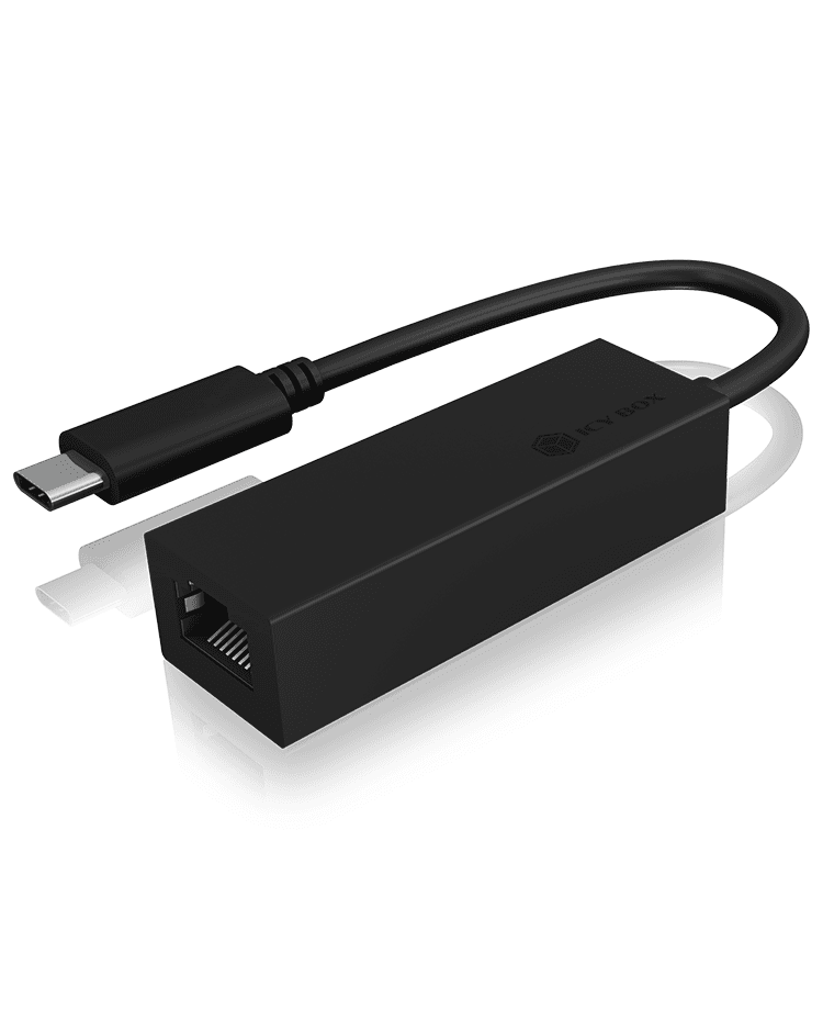 ADAPTOR RETEA Icy Box USB 3.0 Type-C la Interfata Ethernet Gigabit RJ-45, plastic, negru, "IB-LAN100-C3" — miniatură