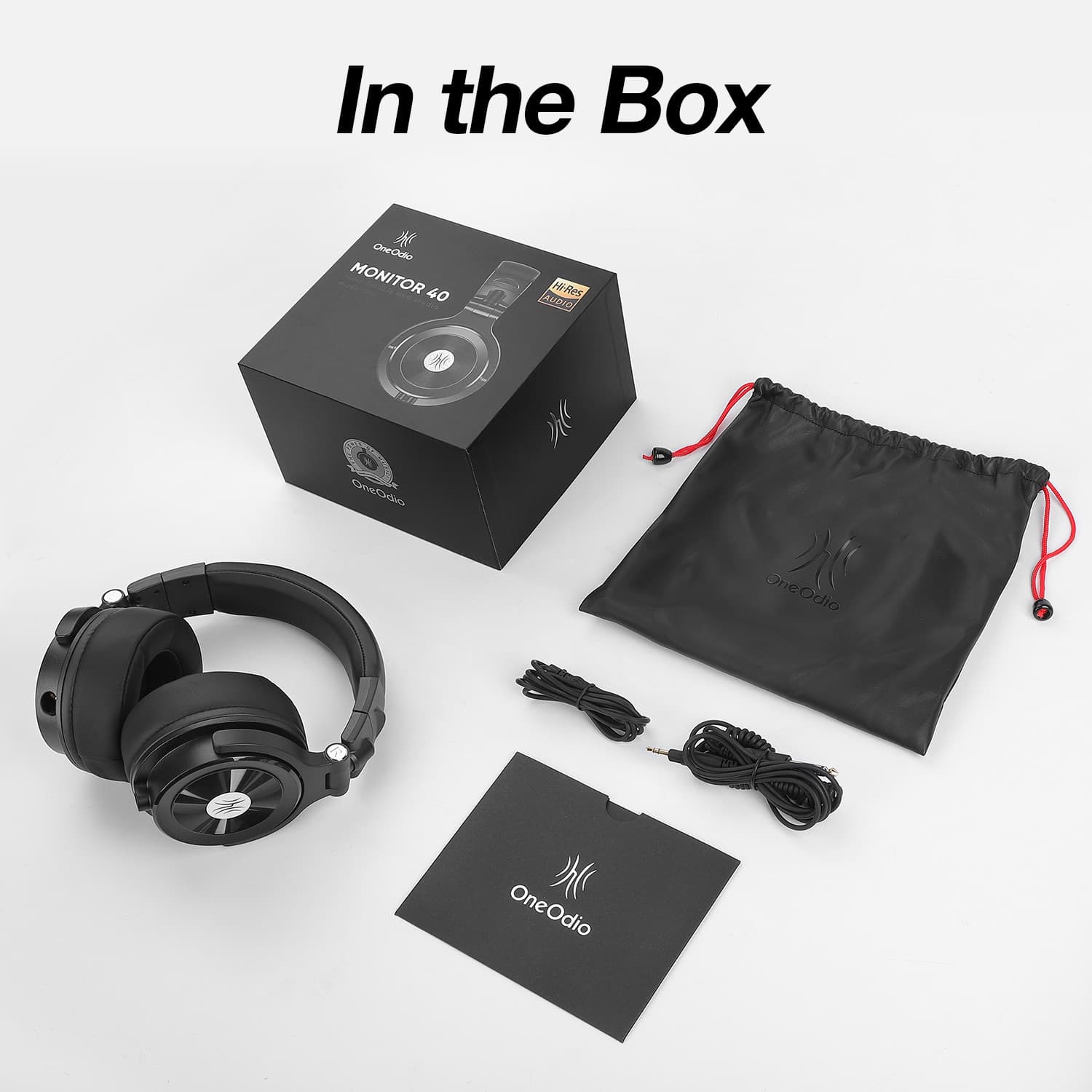 Casca OneOdio cu fir detasabil, tip over ear, utilizare profesionala, multimedia, conectare prin Jack 3.5 mm | Jack 6.35 mm, difuzor 50 mm, impedanta 32 Ohm, negru, "Monitor-40" — miniatură