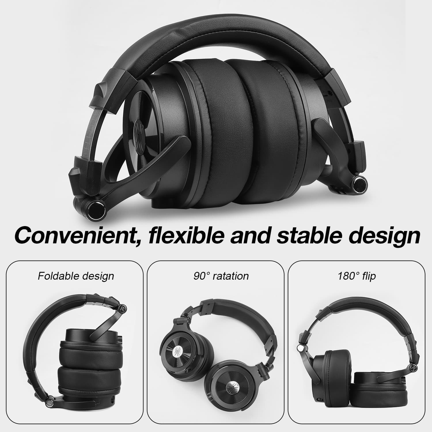 Casca OneOdio cu fir detasabil, tip over ear, utilizare profesionala, multimedia, conectare prin Jack 3.5 mm | Jack 6.35 mm, difuzor 50 mm, impedanta 32 Ohm, negru, "Monitor-40" — miniatură