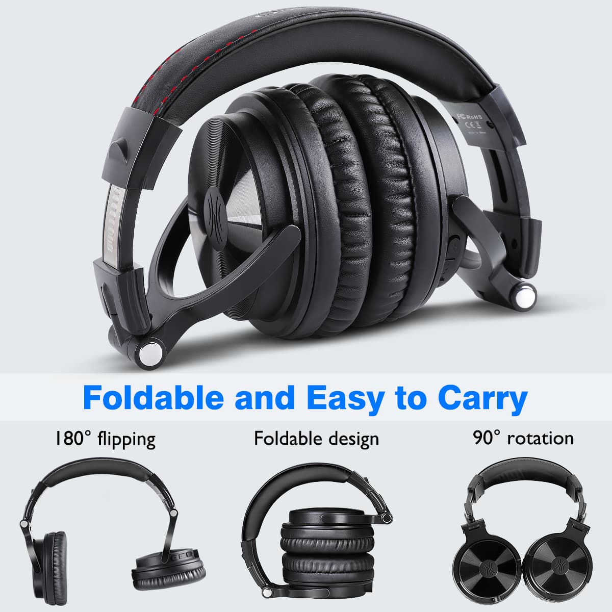 Casca OneOdio wireless, cu fir,tip over ear, utilizare multimedia,conectare prin BT 5.0 | Jack 3.5 mm | Jack 6.35 mm,difuzor 50 mm, impedanta 32Ohm, 1000mAh, negru "Pro-C-Black" — miniatură