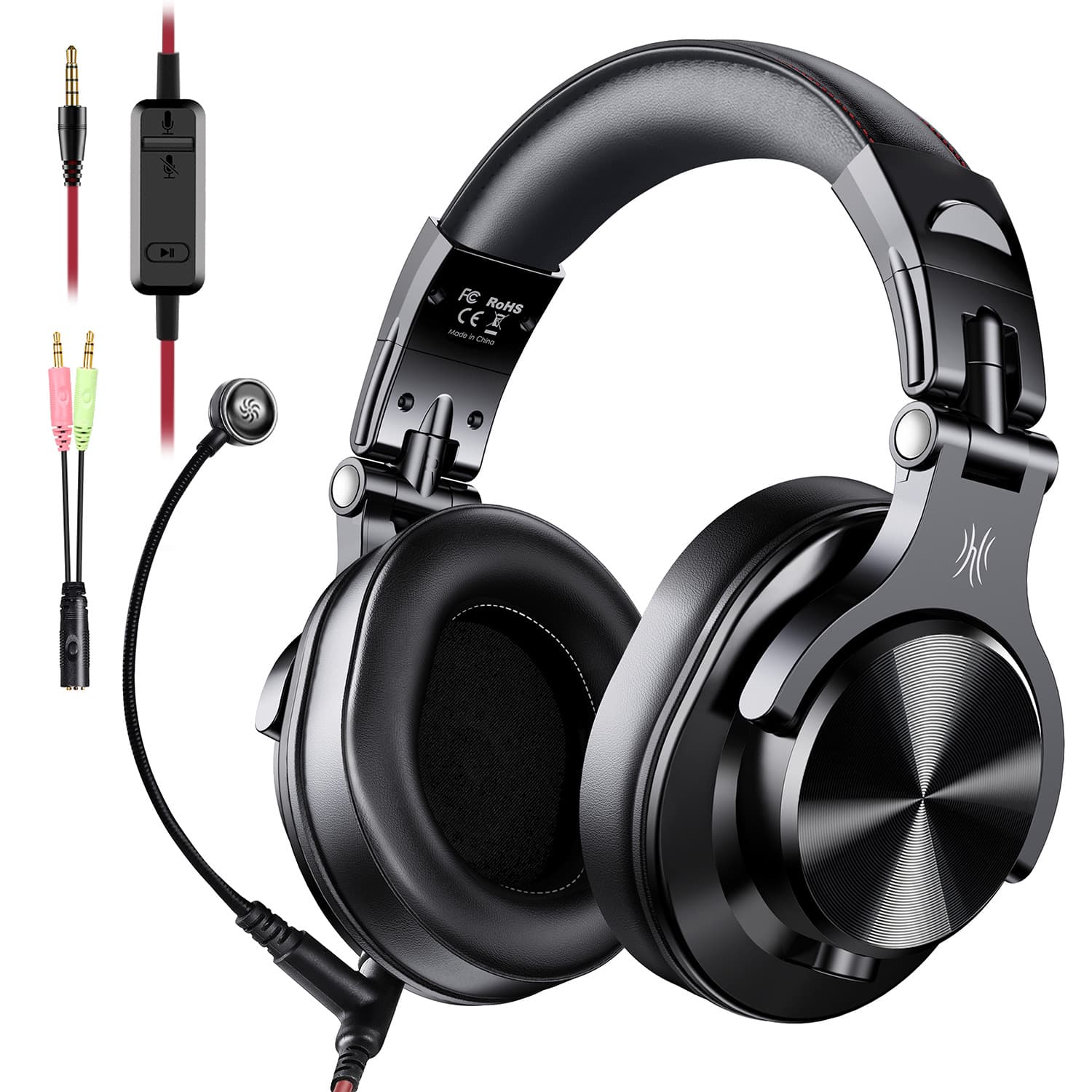 Casca OneOdio cu fir detasabil, tip over ear, utilizare profesionala, DJ, multimedia, conectare prin Jack 3.5 mm|Jack 6.35 mm,difuzor 40 mm,impedanta 32 Ohm, negru "A71M-Black" — miniatură