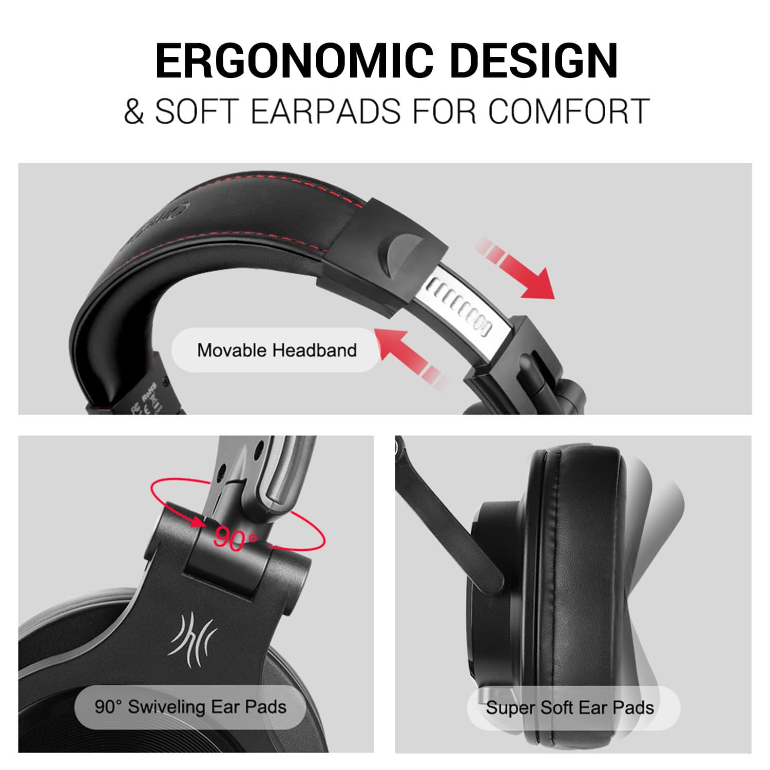 Casca OneOdio cu fir detasabil, tip over ear, utilizare profesionala, DJ, multimedia, conectare prin Jack 3.5 mm|Jack 6.35 mm,difuzor 40 mm,impedanta 32 Ohm, negru "A71M-Black" — miniatură
