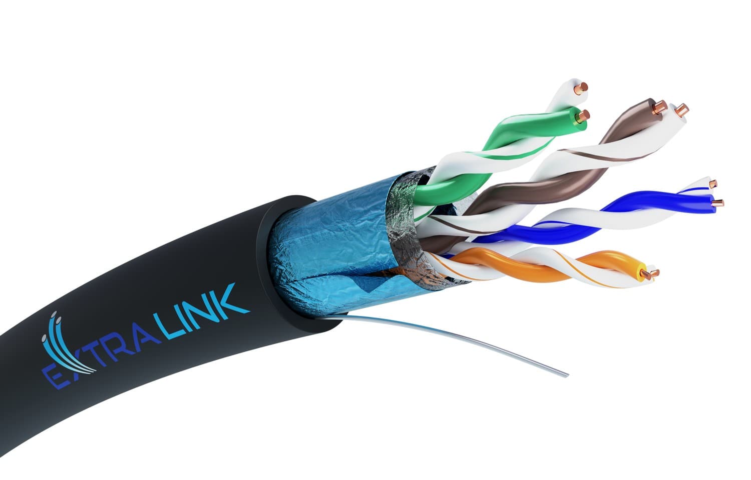 Extralink cablu retea de exterior FTP Cat.5E full cupru 305M "EX.8710"