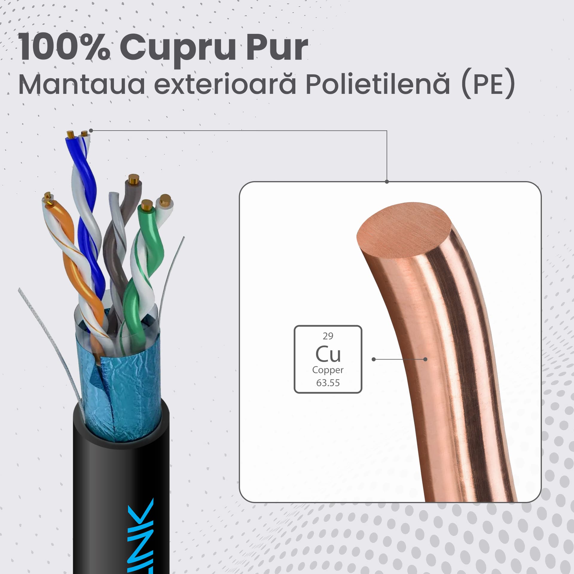Extralink cablu retea de exterior FTP Cat.5E full cupru 305M "EX.8710" — miniatură