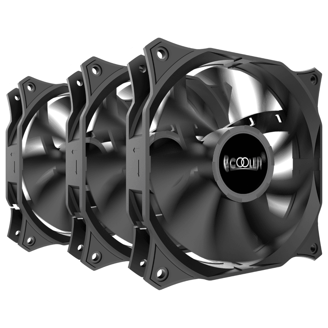 SET 3 VENTILATOARE PCCOOLER, 120mm, 1200 RPM, LED , conector 3 pin, "DN120 3 IN 1" — miniatură